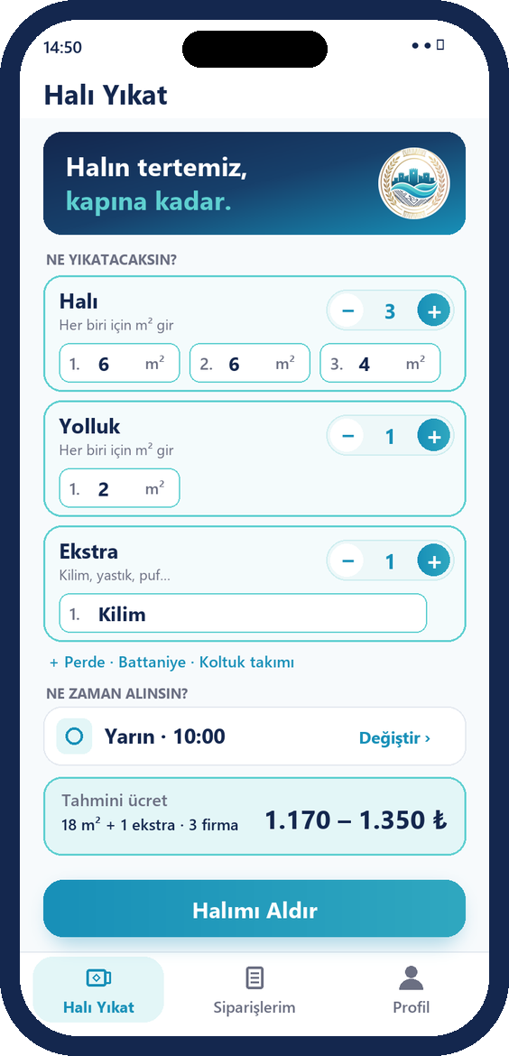 Diyar Halı uygulaması: 1. Parçalarını ekle